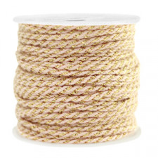 Macramé bead cord twisted 1.5mm Gold-light pink